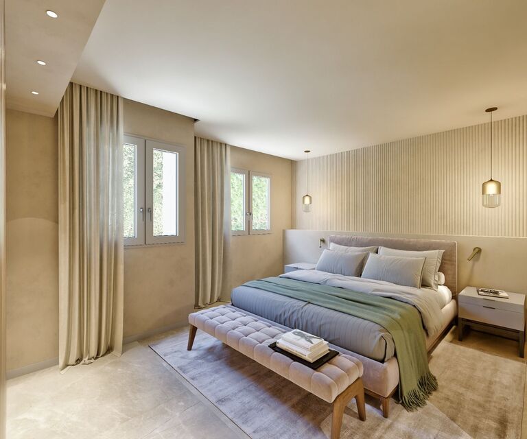 Designer Apartment in Bonanova with Harbour Views, Terrace Fireplace & Pool